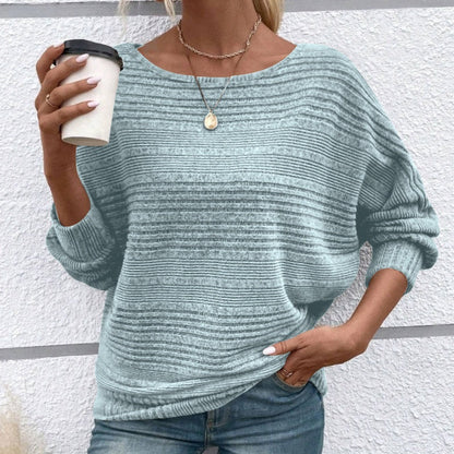 ⏰Women's Soft Solid Batwing Sleeve Pullover Long Sleeve Top