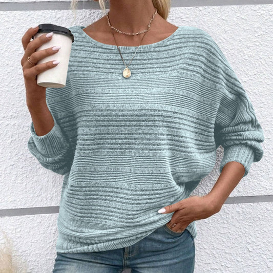 ⏰Women's Soft Solid Batwing Sleeve Pullover Long Sleeve Top