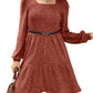 🍂2025 Autumn New Style 49% OFF⏰Women's Square Neck Lantern Sleeve Ribbed Dress