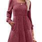 🍂2025 Autumn New Style 49% OFF⏰Women's Square Neck Lantern Sleeve Ribbed Dress