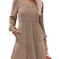 🍂2025 Autumn New Style 49% OFF⏰Women's Square Neck Lantern Sleeve Ribbed Dress