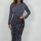 Women's Slim Fit Long Sleeve Sequin Midi Dress