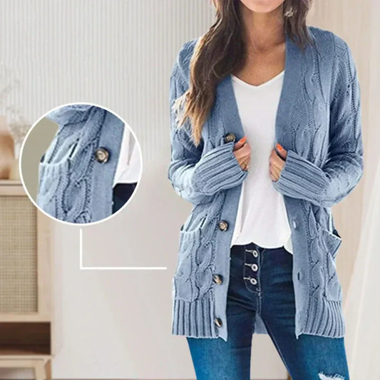 WOMEN'S AUTUMN CASUAL LONG-SLEEVE BUTTON-DOWN OPEN-FRONT CABLE-KNIT VEST (BUY 2, GET FREE SHIPPING)