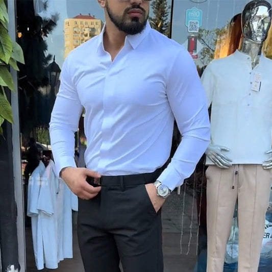 Men's Casual Slim Fit Solid Color Shirt