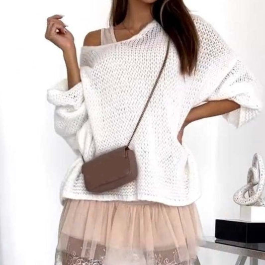 💗LAST DAY - PROMOTION💗Women's Cozy Loose V-Neck Pullover Sweater
