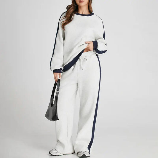 🔥New Arrival 50% Off-Women's Color-Block Sweatshirt & Wide-Leg Lounge Pants Set