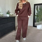 🔥New Arrival 50% Off-Women's Color-Block Sweatshirt & Wide-Leg Lounge Pants Set