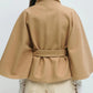Women's Stand Collar Cape-Style Coat with Belt